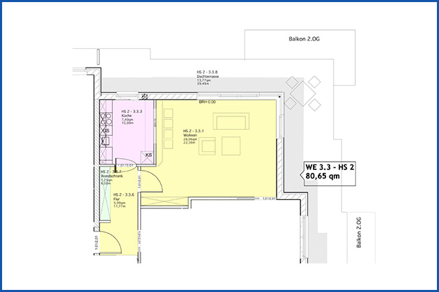 Senioren- und Therapiezentrum Barsbüttel GmbH - Zimmer/Grundrisse - Typ WE 0.4 / HS 2 / ca. 59,29 m²